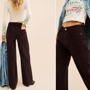 Brown Corduroy Wide-Leg Jeans Nce Warp + Weft